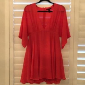 Coral babydoll quarter sleeve dress. Size Large:
